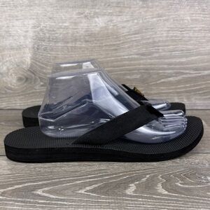 Teva Voya Men’s Sz 10 Black Textured Slip On Flip Flop Nylon Thong Sandals